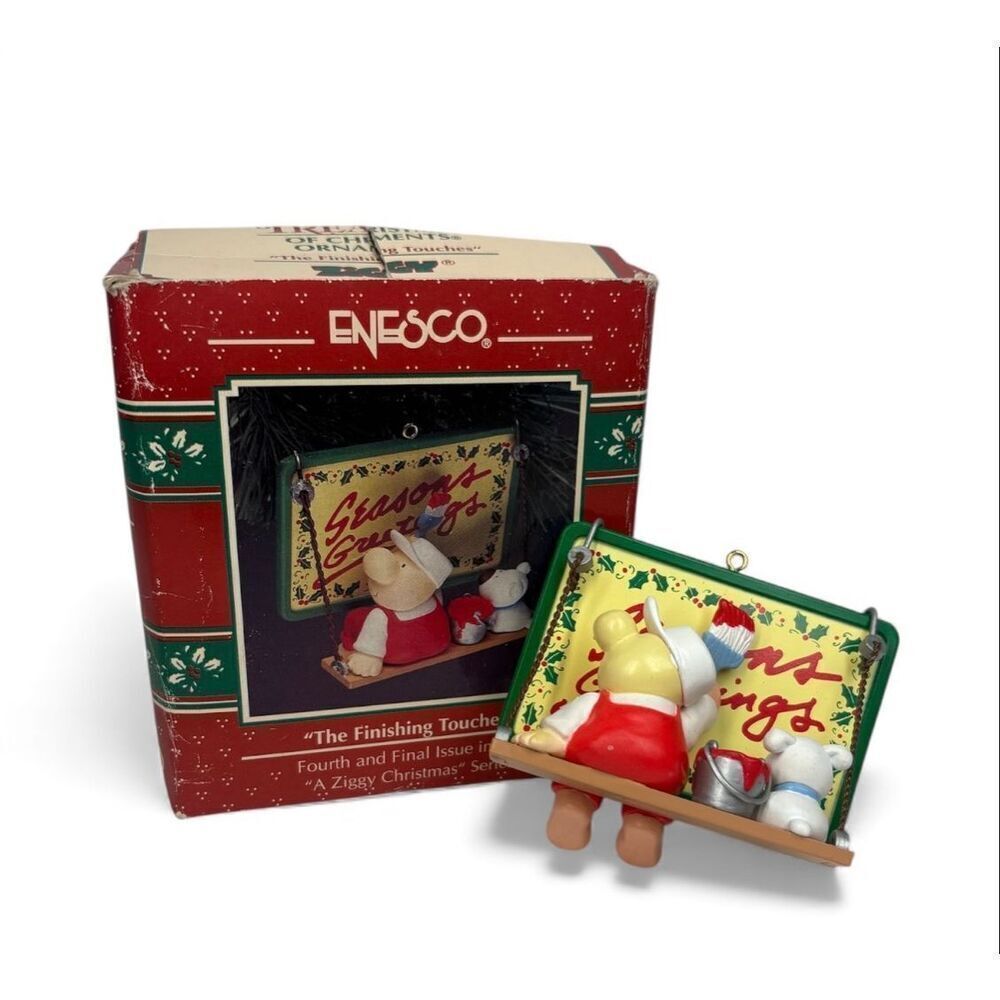 Vintage Enesco Ziggy Christmas Ornament The Finishing Touches Final Issue Boxed